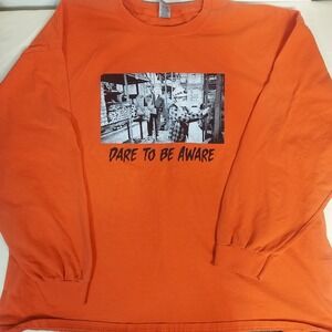 Dare To‎ Be Aware Mens Tshirt 3xl Orange Long Sleeve Colorful Biker